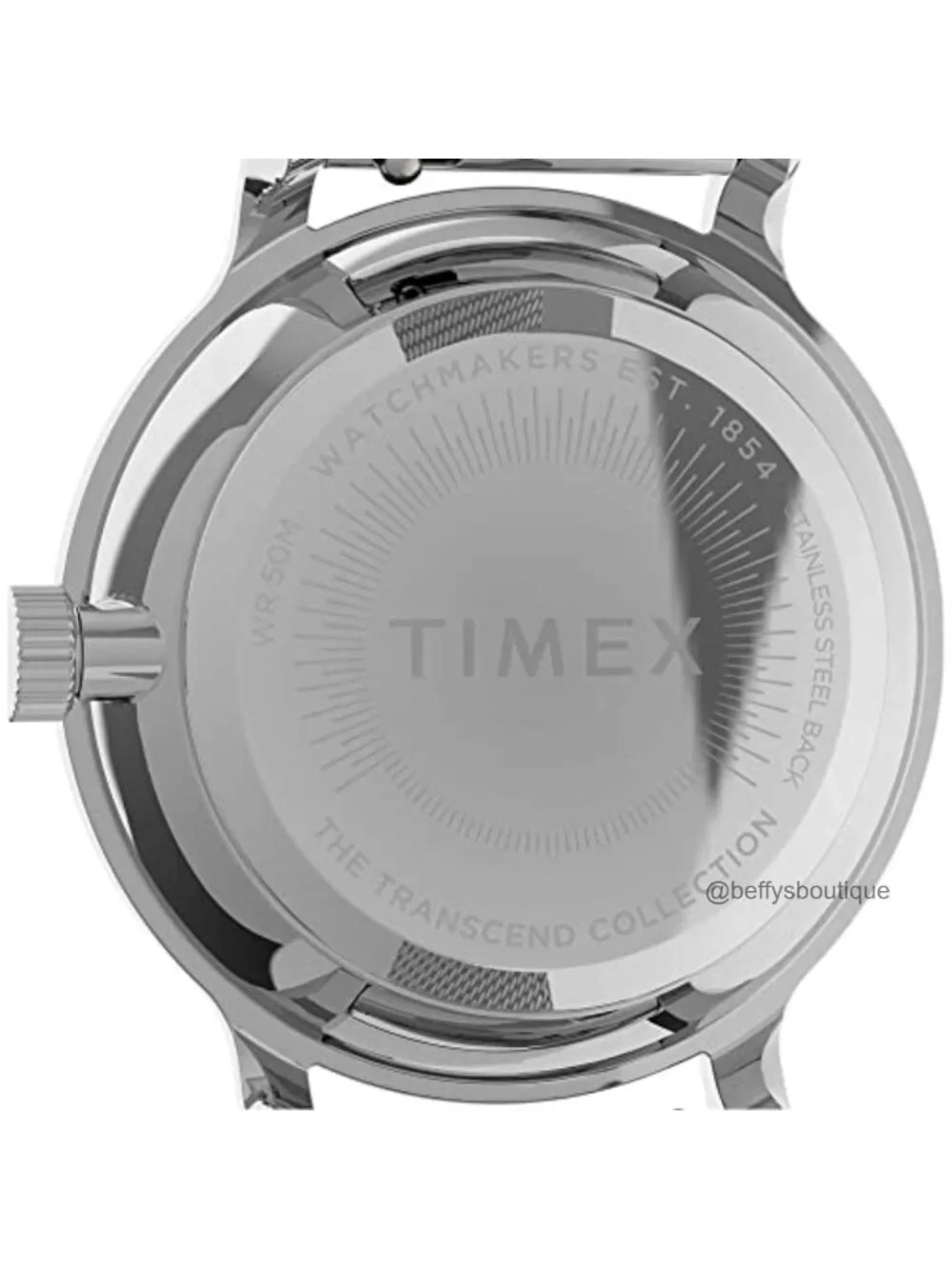 Timex Transcend 34mm Analog Watch, Stainless Steel Mesh Bracelet, Water